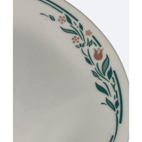 Corelle Rosemarie Bread Plates 6-3/4" Pink Tulips Teal Green Leaves Set of 8 - Picture 2 of 7